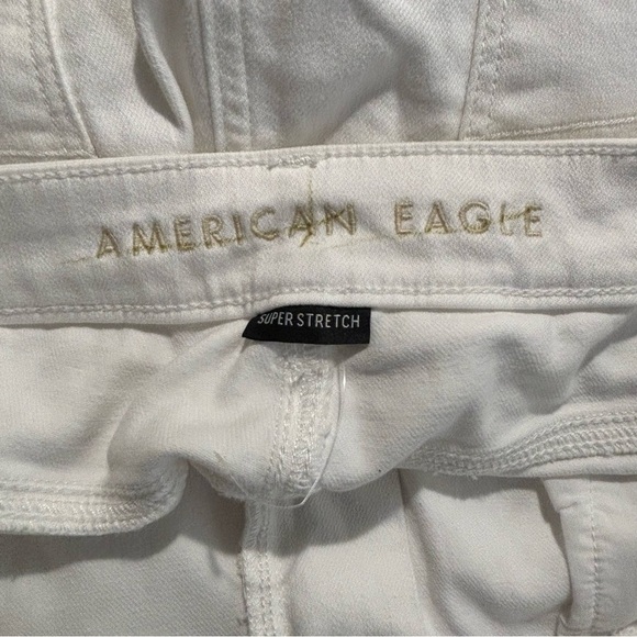 AMERICAN EAGLE Sz 14 Sz 14L Jeans Distressed High Rise Skinny in White - Picture 7 of 12